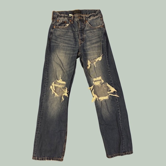 Aeropostale Denim - Aeropostale 90s Baggy Distressed High Waisted Wide Leg Blue Jeans Womens 4 Reg